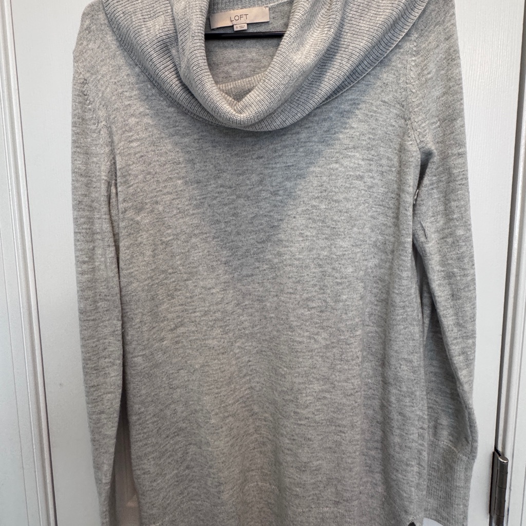 Loft Light Gray Cowl Neck Sweater